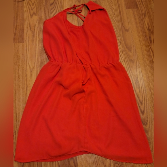 Banana Republic Womens Strappy Cutout Mini Dress V Neck Pockets Sz 4 Posted Red - Picture 11 of 16